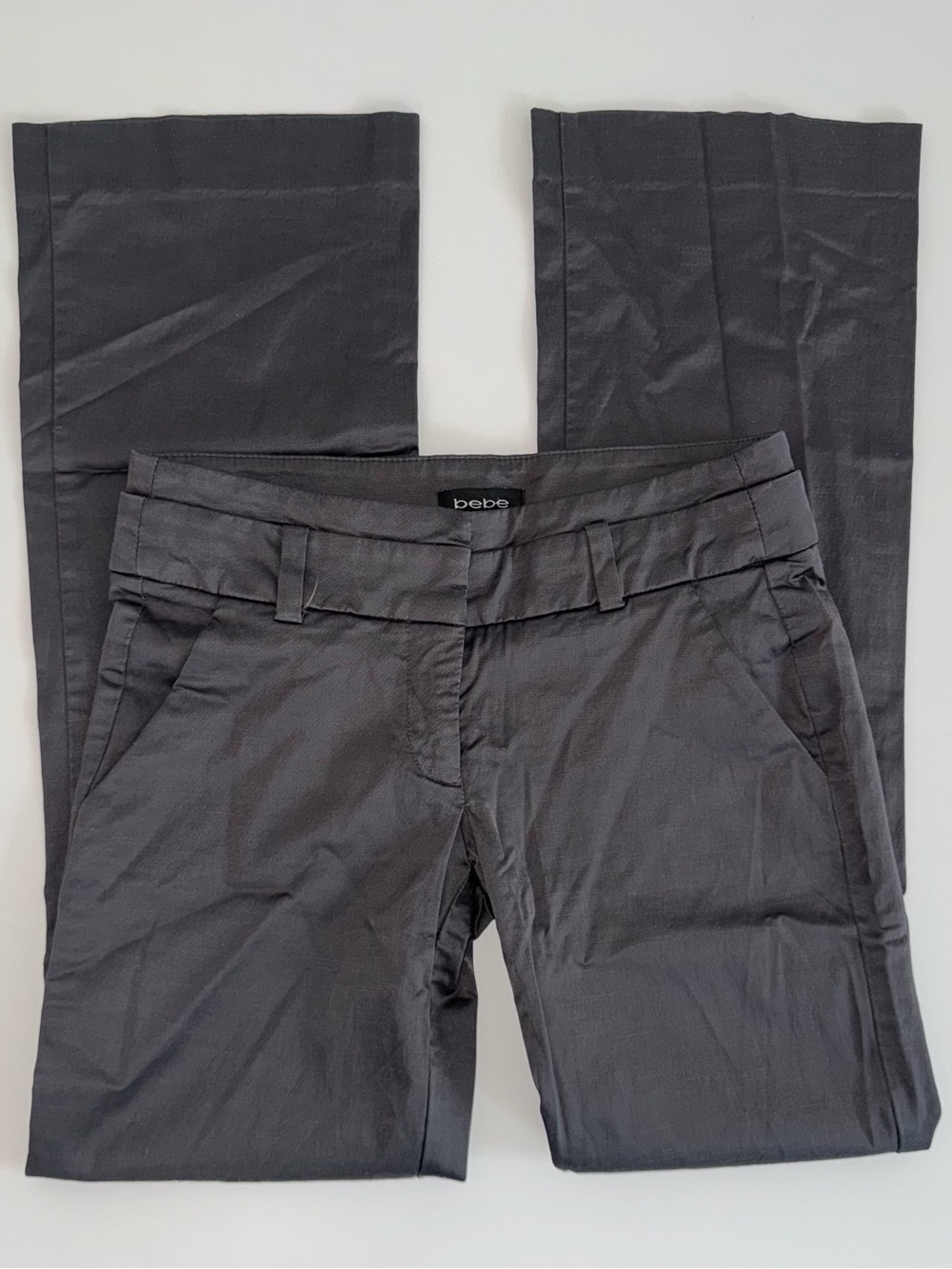 bebe Charcoal Gray Pants with Label Detail